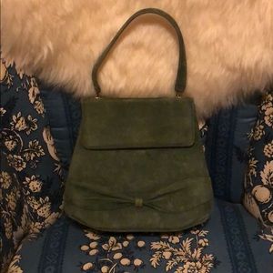 Vintage Style Green Suede Leather Handbag